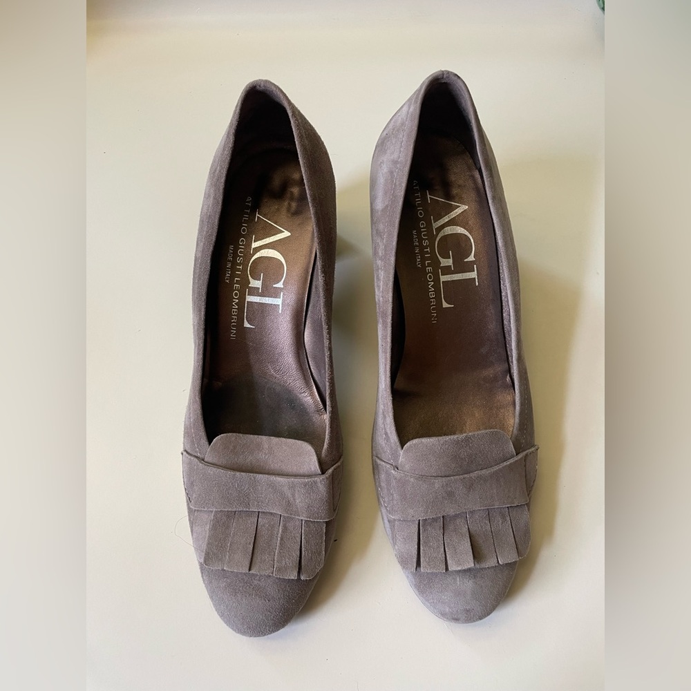 AGL Women's Taupe Suede Loafers